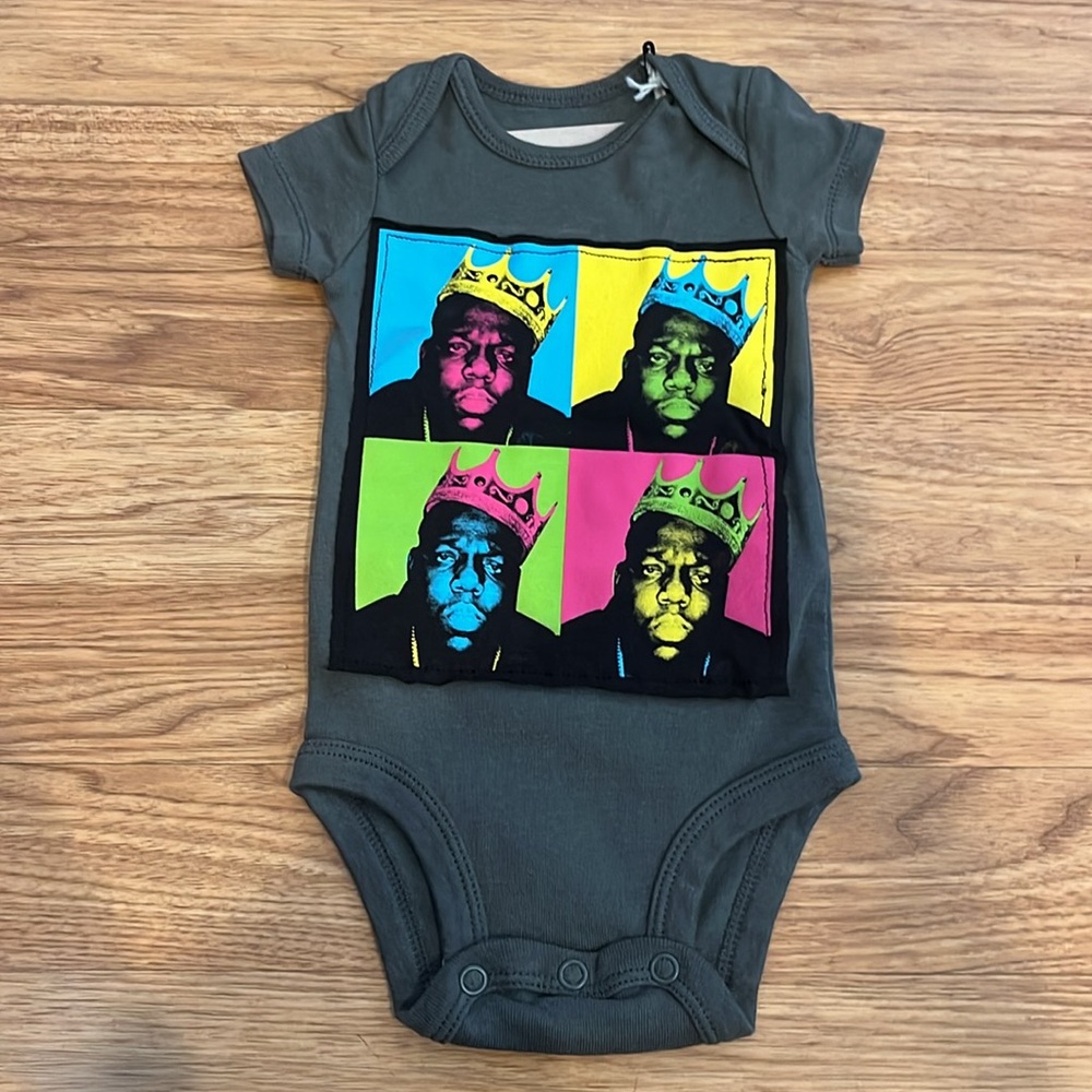 Notorious Big B.I.G. Upcycled Baby Onesie unisex 3 months 3mo - Picture 1 of 7